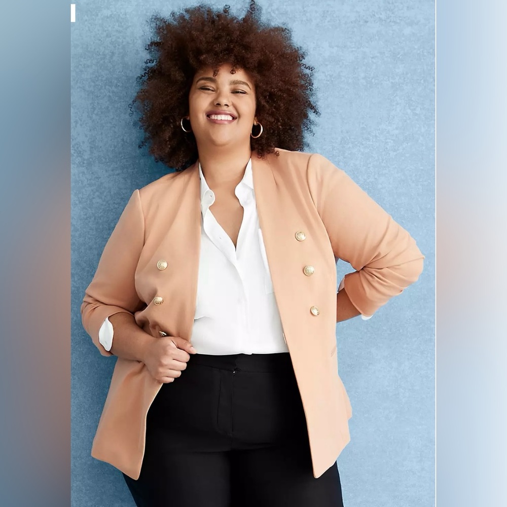 Ponte Bryant Collarless Blazer (Lane Bryant, tan)